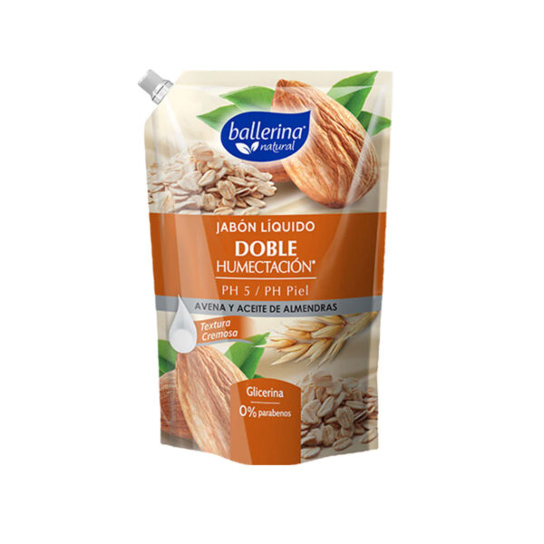 JABÓN LÍQUIDO BALLERINA DOBLE HUMECTACION-AVENA Y ACEITE DE ALME