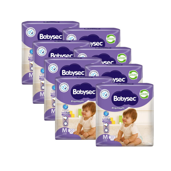 PAÑALES BABYSEC PREMIUM X MANGA 8 PAQUETES M