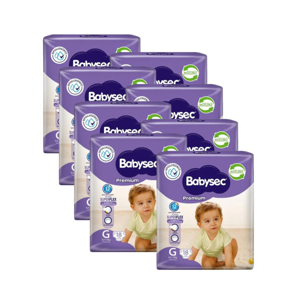 PAÑALES BABYSEC PREMIUM X MANGA 8 PAQUETES G