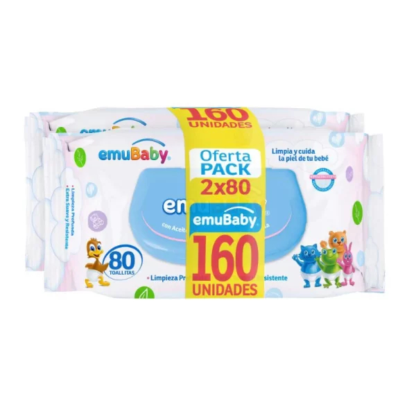 TOALLAS HUMEDAS BEBE EMUBABY 2X80 CON TAPA